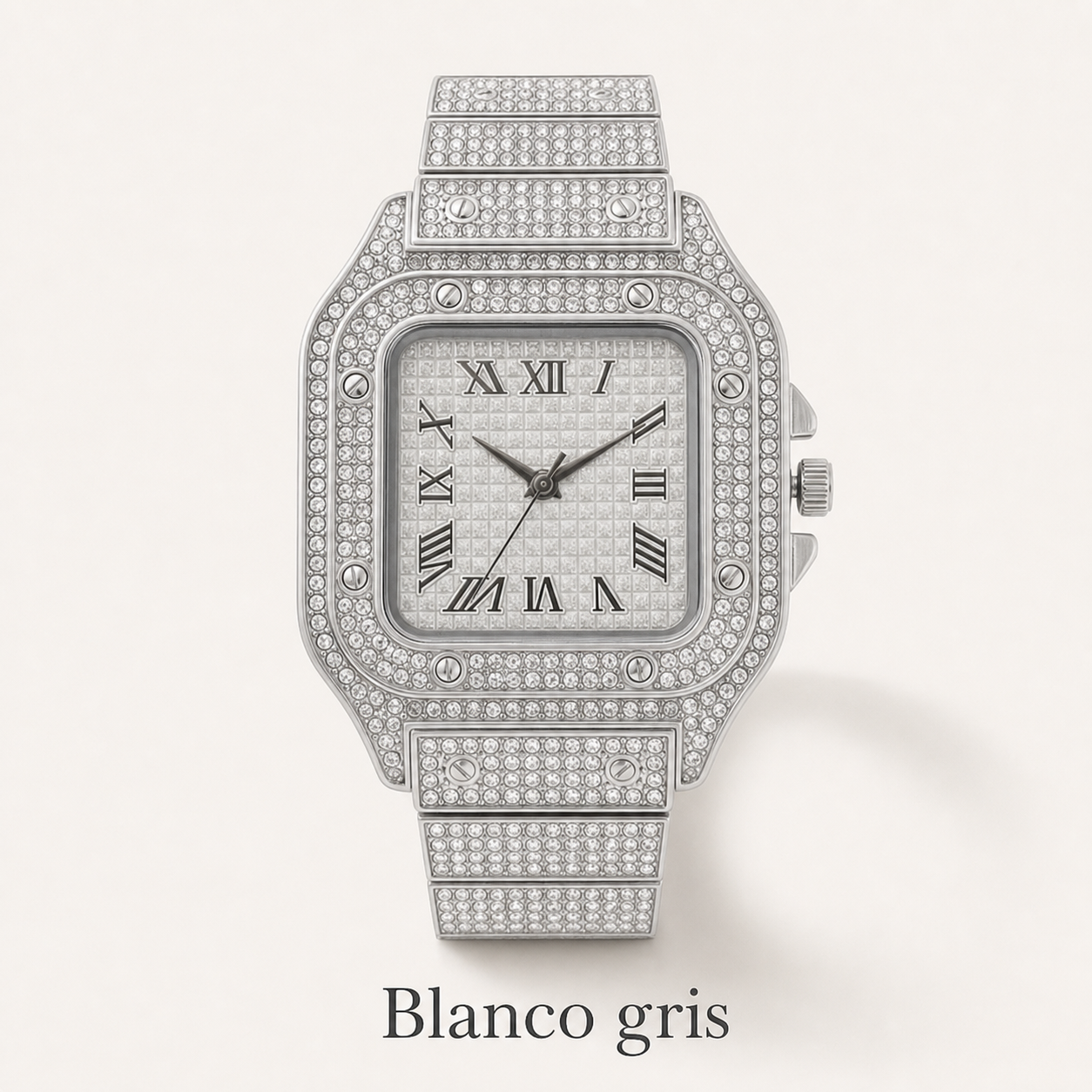 Reloj cuadrado en acabado Blanco gris