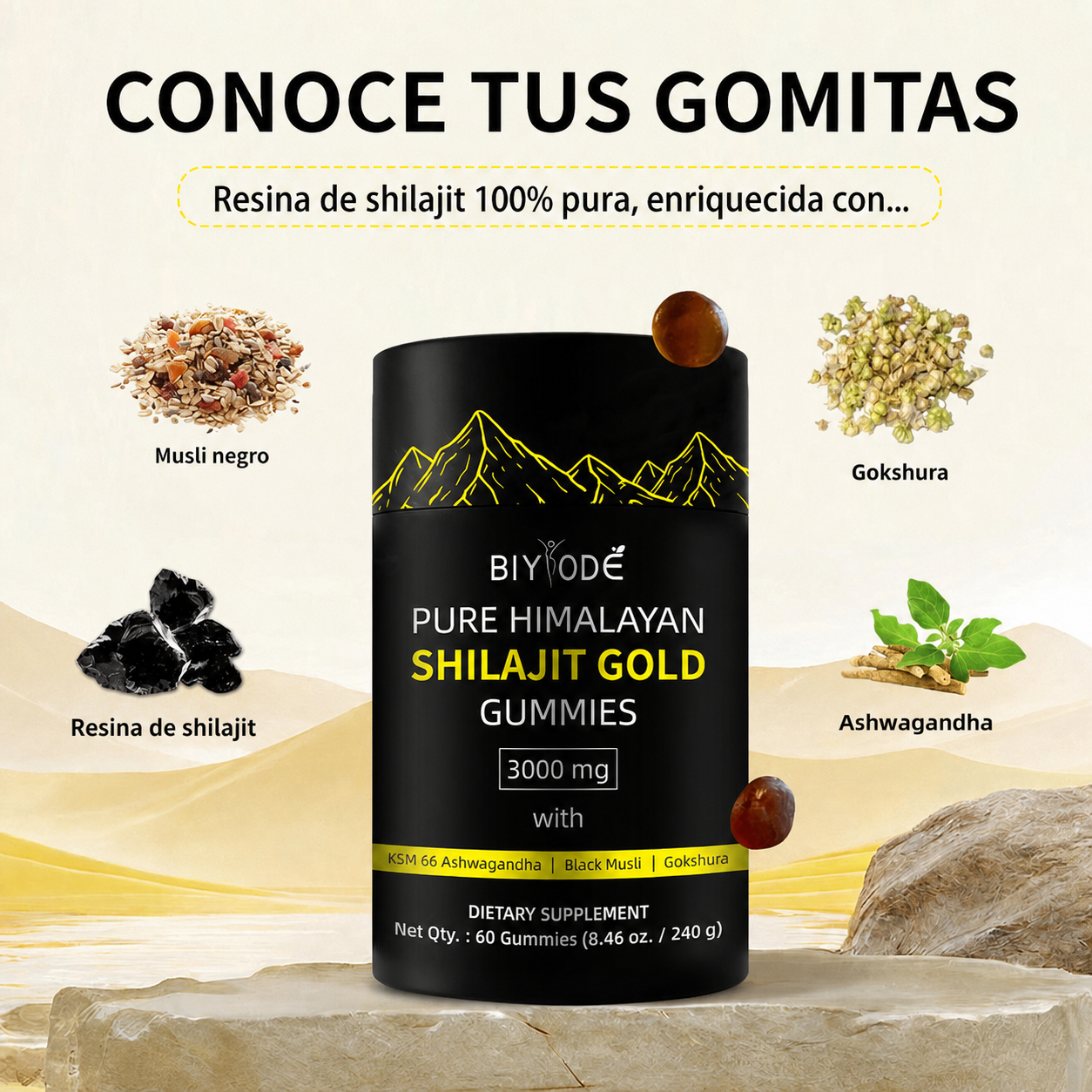 Gomitas Shilajit Gold del Himalaya 3000 mg – 60 unidades