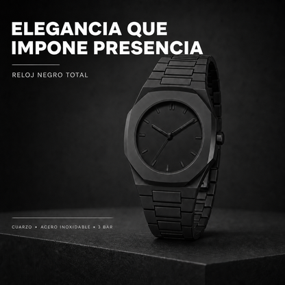 Reloj Negro Total – Acero y Cuarzo