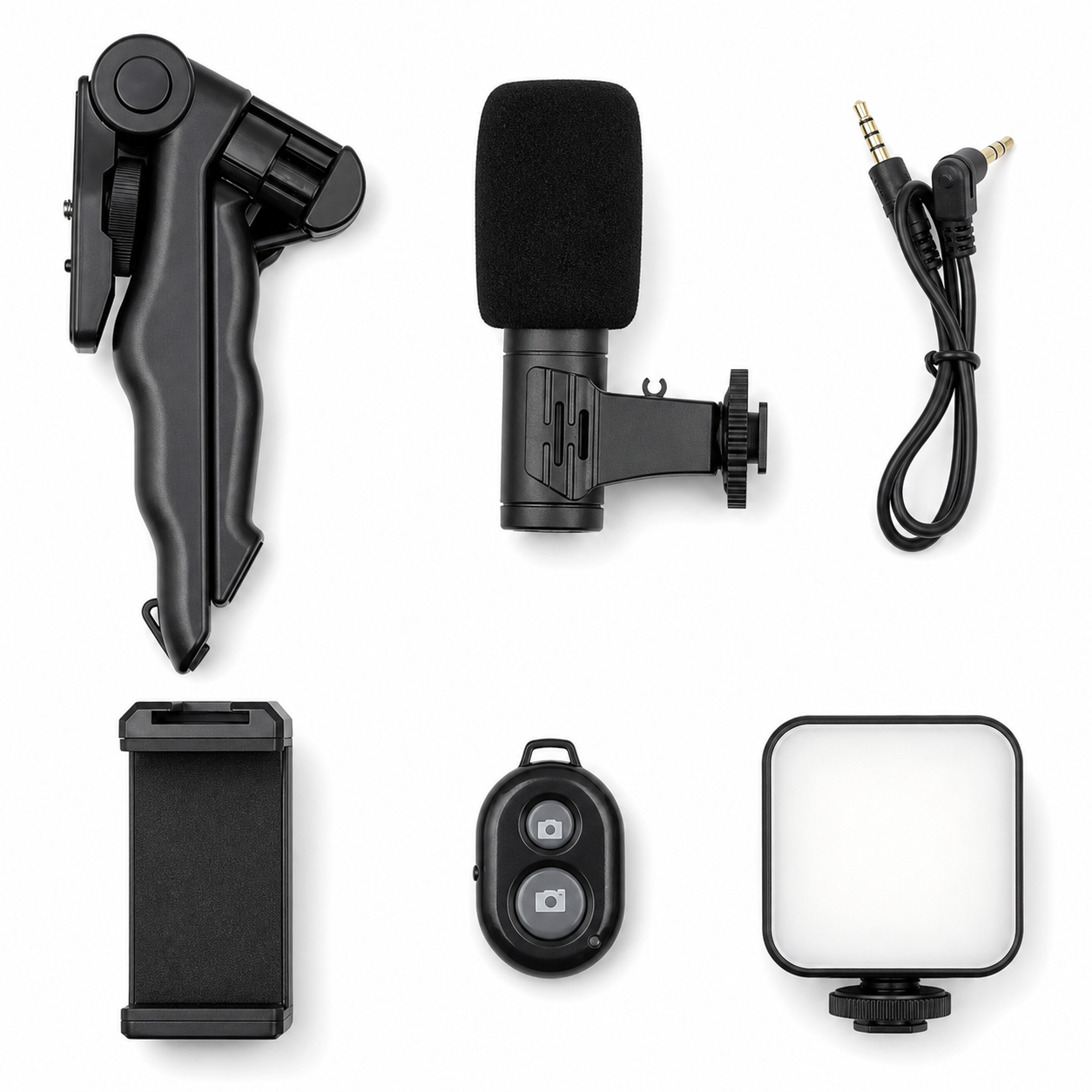 Kit Para Realizar Videos: trípode con luz LED y micrófono para tu celular