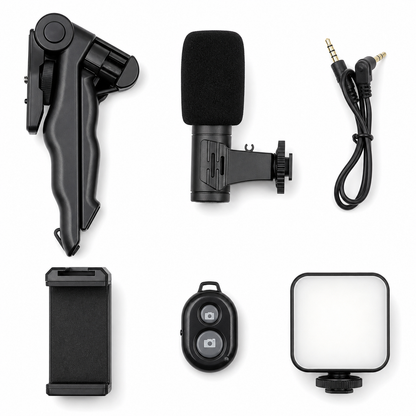 Kit Para Realizar Videos: trípode con luz LED y micrófono para tu celular