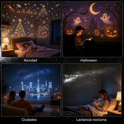24 Proyecciones Galaxia,Navidad, Halloween y Mucho Más Estrellas USB Luz de Noche Flexible